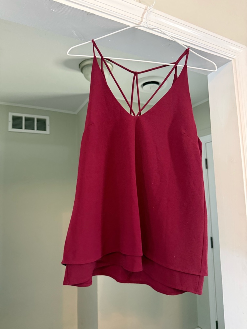 Leith Burgundy Strappy V-Neck Layered Cami